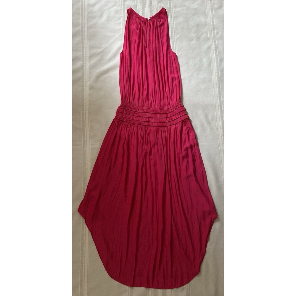 Ramy Brook New York Audrey Smocked MidiDress Women’s XS Satin Pink Orig $425 EUC - Picture 8 of 16